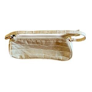 Kenneth Cole New York Gold Metallic Faux Leather Snakeskin Tiny Purse Evening